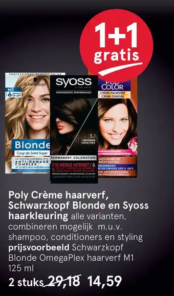 Etos Poly Crème haarverf, Schwarzkopf Blonde en Syoss haarkleuring alle varianten, aanbieding