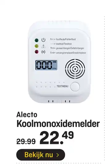 Hubo Alecto Koolmonoxidemelder aanbieding