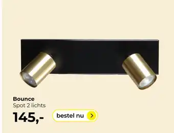 Lampidee Bounce - Spot 2 lichts op balk 40cm breed black/gold aanbieding