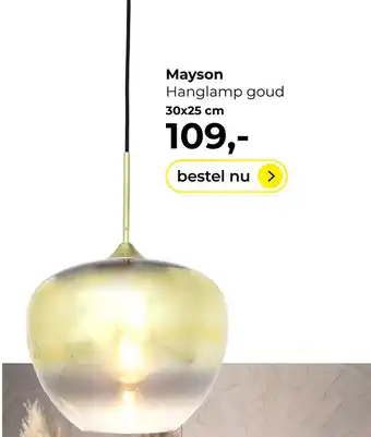 Lampidee Mayson - Hanglamp 1 lichts 30x25 cm goud aanbieding