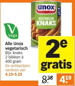 Albert Heijn Alle Unox vegetarisch aanbieding