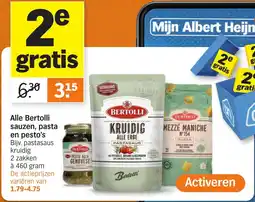 Albert Heijn Alle Bertolli sauzen, pasta en pesto's aanbieding