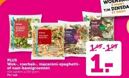 Coop PLUS Wok, roerbak, macaroni spaghetti aanbieding