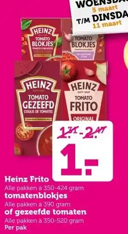 Coop Heinz Frito  tomatenblokjes of gezeefde tomaten aanbieding