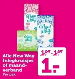 Coop Alle New Way Inlegkruisjes of maand verband aanbieding