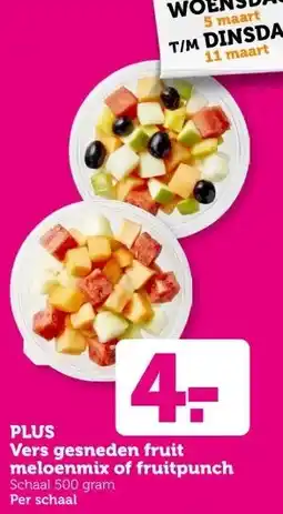 Coop PLUS Vers gesneden fruit meloenmix of fruitpunch aanbieding