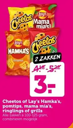 Coop Cheetos of Lay's Hamka's, pomtips, mama mia's, ringlings of grills aanbieding