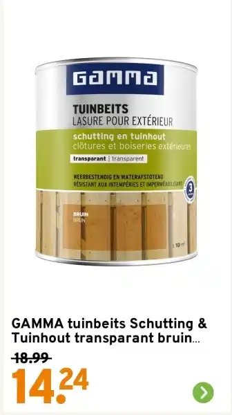 GAMMA Gamma tuinbeits Schutting & Tuinhout transparant bruin aanbieding