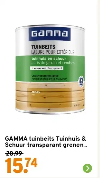 GAMMA Gammma tuinbeits Tuinhuis & Schuur transparant grenen aanbieding