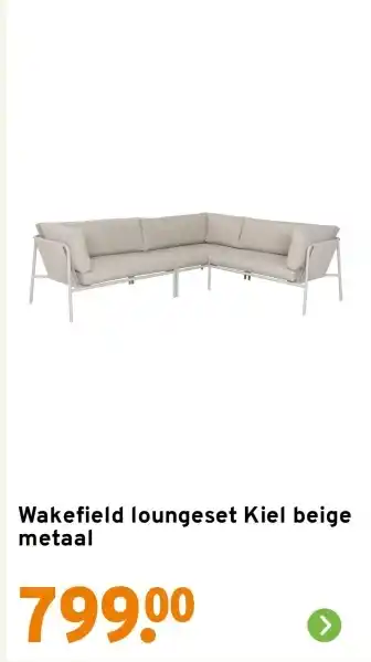 GAMMA Wakefield loungeset Kiel beige metaal aanbieding