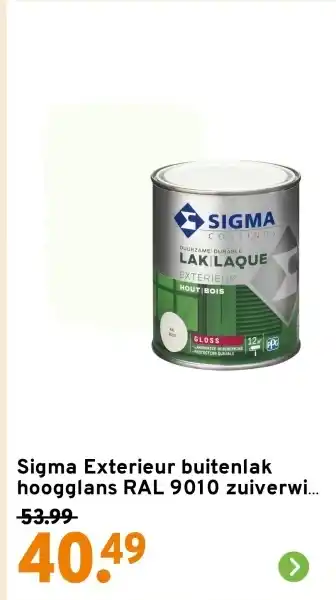 GAMMA Sigma Exterieur buitenlak hoogglans RAL 9010 zuiverwi aanbieding