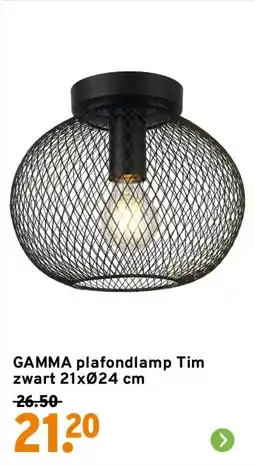 GAMMA Gamma plafondlamp tim zwart aanbieding