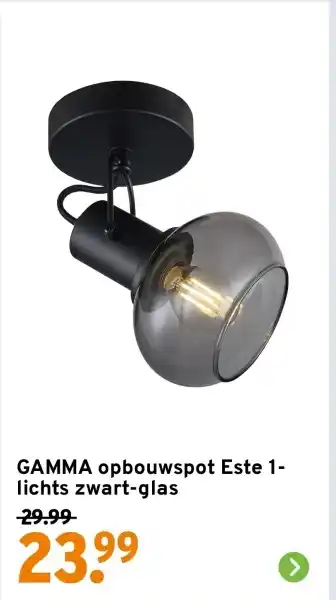 GAMMA Gamma opbouwspot este 1 lichts zwart glas aanbieding