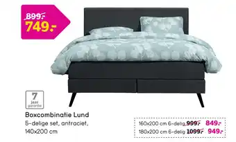 Leen Bakker Boxcombinatie Lund - antraciet - 140x200 cm aanbieding