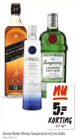 Jumbo Johnnie Walker Whisky, Tanqueray Gin of Ciroc Vodka aanbieding