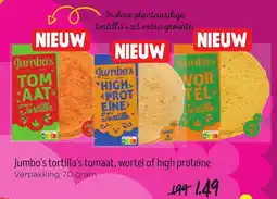 Jumbo Jumbo's tortilla's tomaat, wortel of high proteïne aanbieding