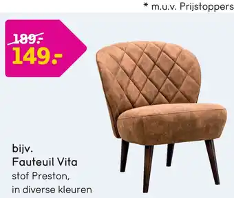 Leen Bakker Fauteuil Vita - stof - antraciet aanbieding