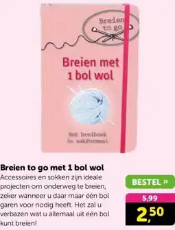 Boekenvoordeel Breien to go met 1 bol wol aanbieding