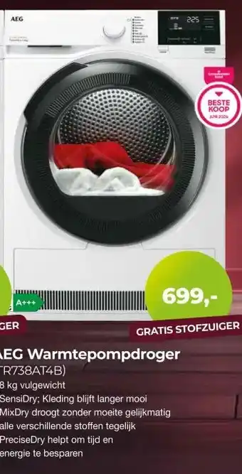 EP Beerepoot AEG Warmtepompdroger TR738AT4B aanbieding