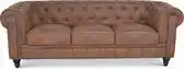 Bol.com Chesterfield Bank - 3 Zits - Bruin - Vintage - Suede - Leer - Sofa aanbieding