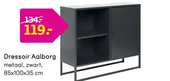 Leen Bakker Dressoir Aalborg - zwart - 85x100x35 cm aanbieding