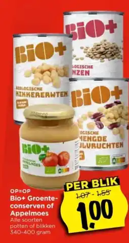 Vomar Voordeelmarkt Bio+ Groente conserven of Appelmoes aanbieding