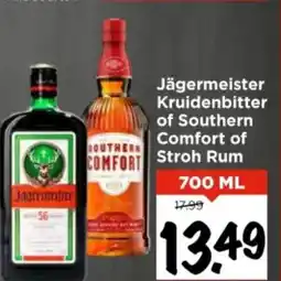 Vomar Voordeelmarkt Jägermeister Kruidenbitter of Southern Comfort of Stroh Rum aanbieding