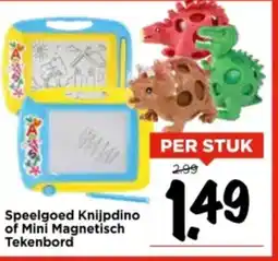 Vomar Voordeelmarkt Speelgoed Knijpdino of Mini Magnetisch Tekenbord aanbieding