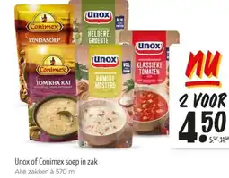 Jumbo Unox of Conimex soep in zak aanbieding