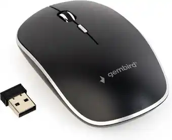 Bol.com Gembird draadloze USB muis met 4 knoppen - 800-1600 DPI / zwart aanbieding