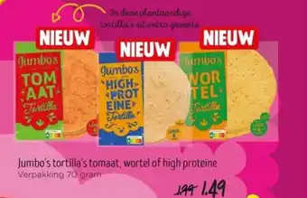 Jumbo Jumbo's tortilla's tomaat, wortel of high proteïne aanbieding