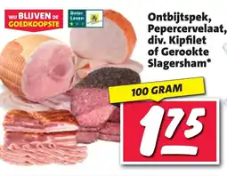 Nettorama Ontbijtspek, Pepercervelaat, div. Kipfilet of Gerookte Slagersham aanbieding