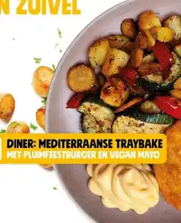 Jumbo DINER: MEDITERRAANSE TRAYBAKE MET PLUIMFEESTBURGER EN VEGAN MAYO aanbieding