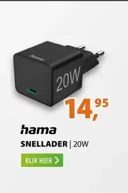 Expert Hama Snellader USB-C 20 W Zwart aanbieding