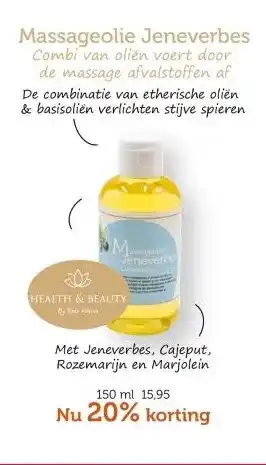 De Rode Pilaren Massageolie Jeneverbes aanbieding