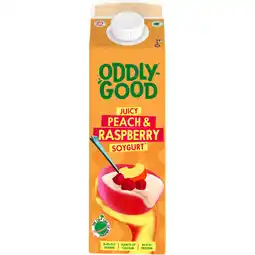 Albert Heijn Oddlygood Juicy peach & raspberry soygurt aanbieding