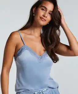 Hunkemoller Hunkemöller Cami top Velours Lace Blauw aanbieding