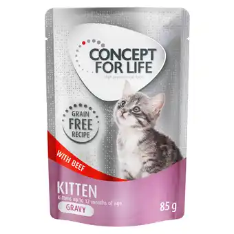 Zooplus Concept for Life graanvrij 12 x 85 g Kattenvoer voor een probeerprijs! - Kitten Rund in Saus aanbieding