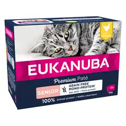 Zooplus 20 + 4 Gratis! Eukanuba Graanvrij natvoer 24 x 85 g - Senior Kip aanbieding