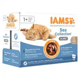 Zooplus 36 + 12 gratis! 48 x 85 g IAMS Kattenvoer - Delights Adult: Sea Mix in Gelei (48 x 85 g) aanbieding