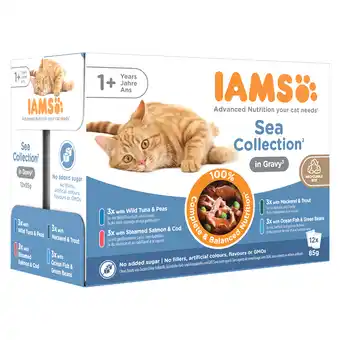 Zooplus 36 + 12 gratis! 48 x 85 g IAMS Kattenvoer - Delights Adult: Sea Mix in Saus (48 x 85 g) aanbieding