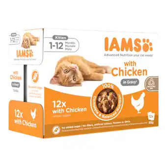 Zooplus 36 + 12 gratis! 48 x 85 g IAMS Kattenvoer - Kitten met Kip in Saus Kattenvoer aanbieding