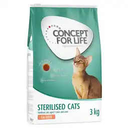 Zooplus 3kg Sterilised Cats Lachs Concept for Life Kattenvoer droog aanbieding