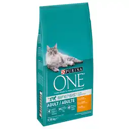 Zooplus 8kg + 1,75kg gratis! 9,75kg Adult Kip & Volkoren Granen Purina ONE Kattenvoer aanbieding