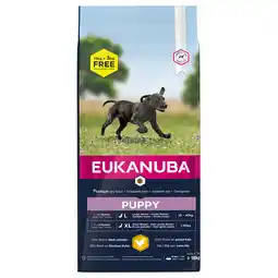 Zooplus 15 + 3 kg Gratis! 18kg Puppy Large Breed Kip Eukanuba Hondenvoer aanbieding