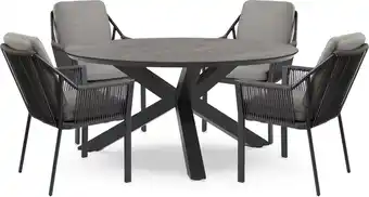 Intratuin Tierra Outdoor 4-zits diningset Omingo met Liv antraciet aanbieding