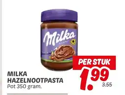 Dekamarkt Milka hazelnootpasta pot aanbieding