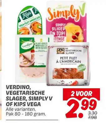 Dekamarkt Verdino, vegetarische slager, simply v of kips vega aanbieding