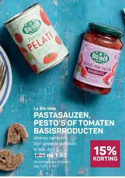 Ekoplaza Pastasauzen, pesto's of tomaten basisproducten aanbieding