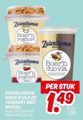 Dekamarkt Zuivelhoeve boer'n vla of yoghurt met aanbieding